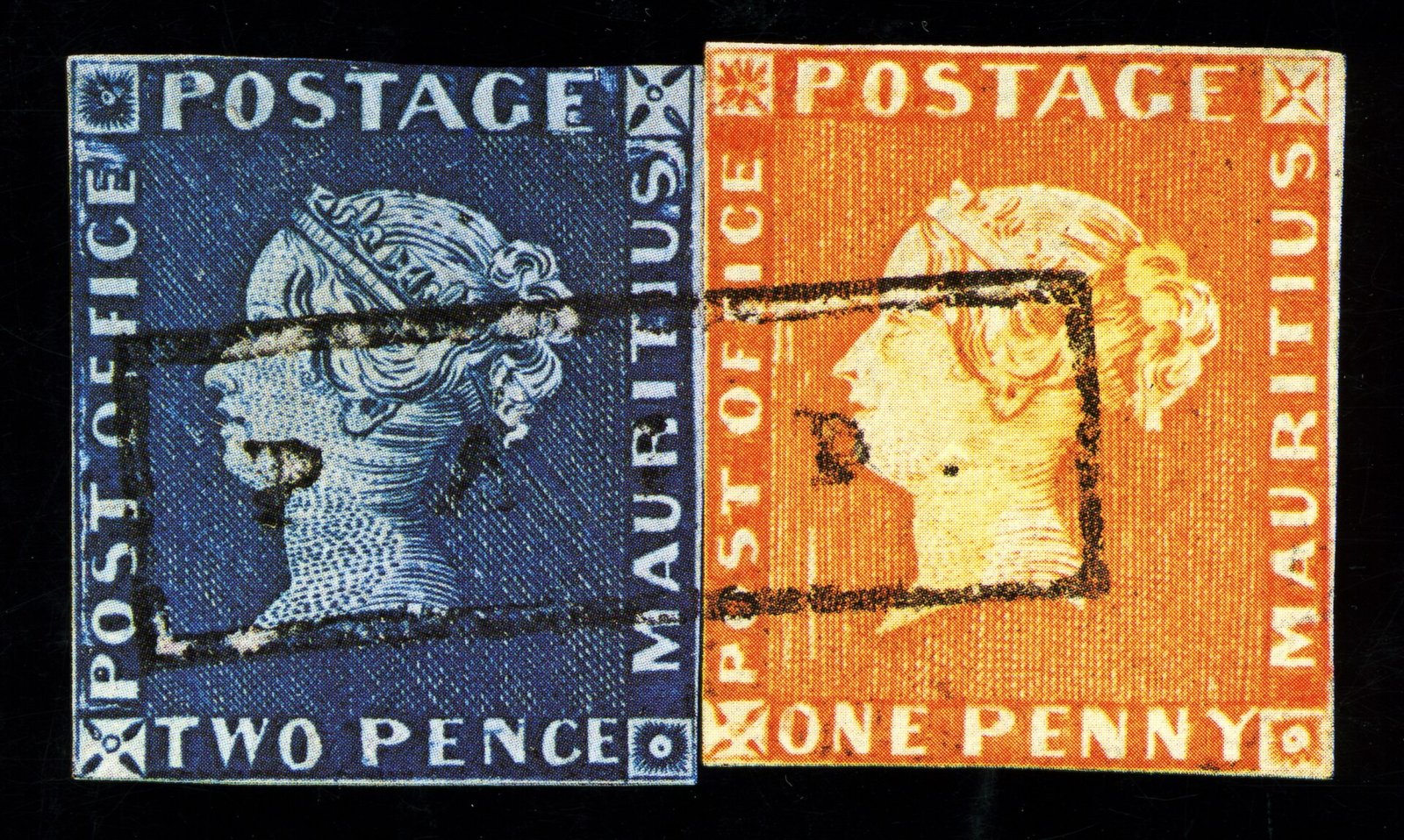 Die Post-Office-Marken von 1847: Rote Mauritius (1 Penny) und Blaue Mauritius (2 Pence)