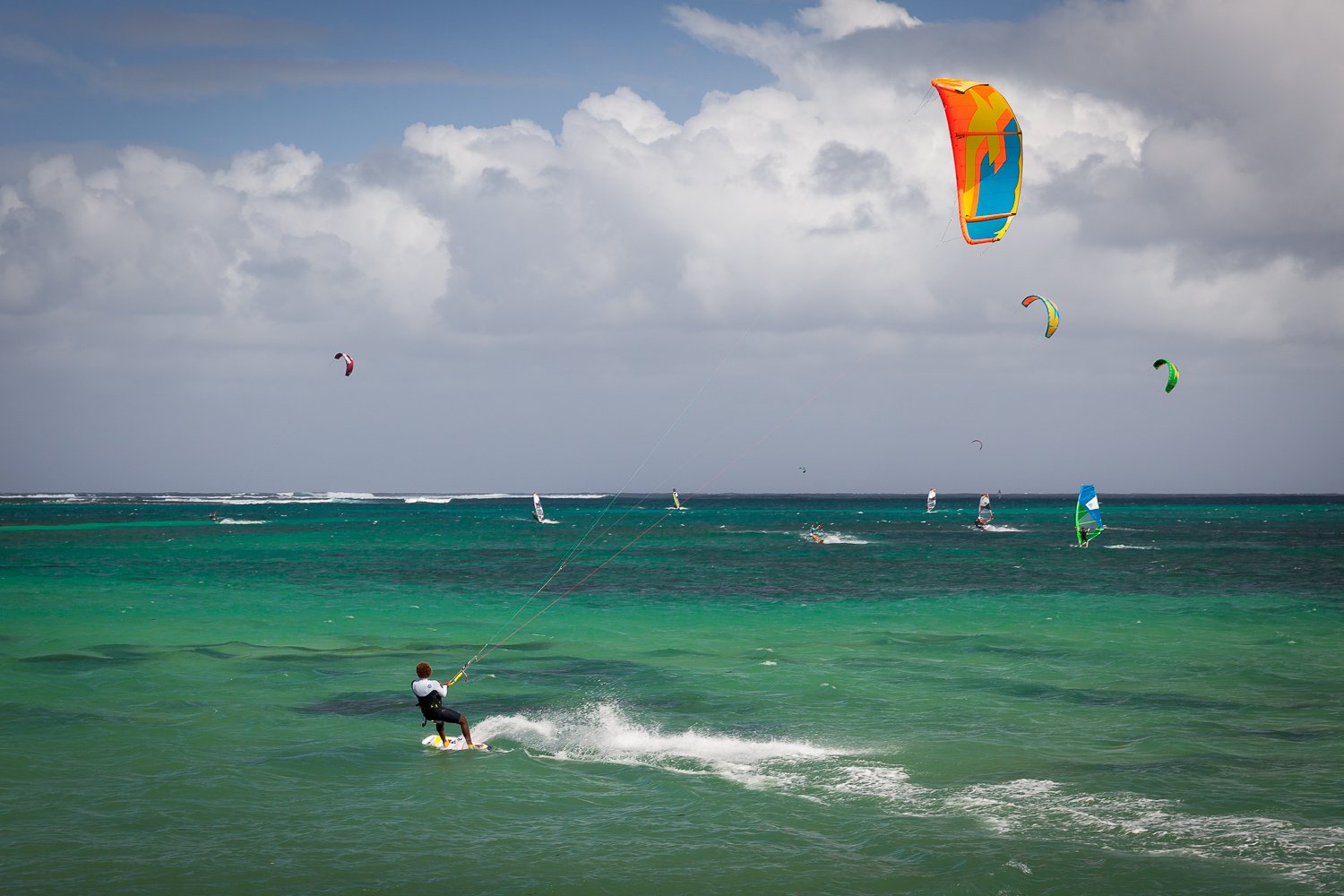 Kitesurfer in der Lagune von Le Morne